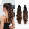 Women's Claw Clip Ponytail Extension, Ombre Brown Wavy Synthetic Hairpiece