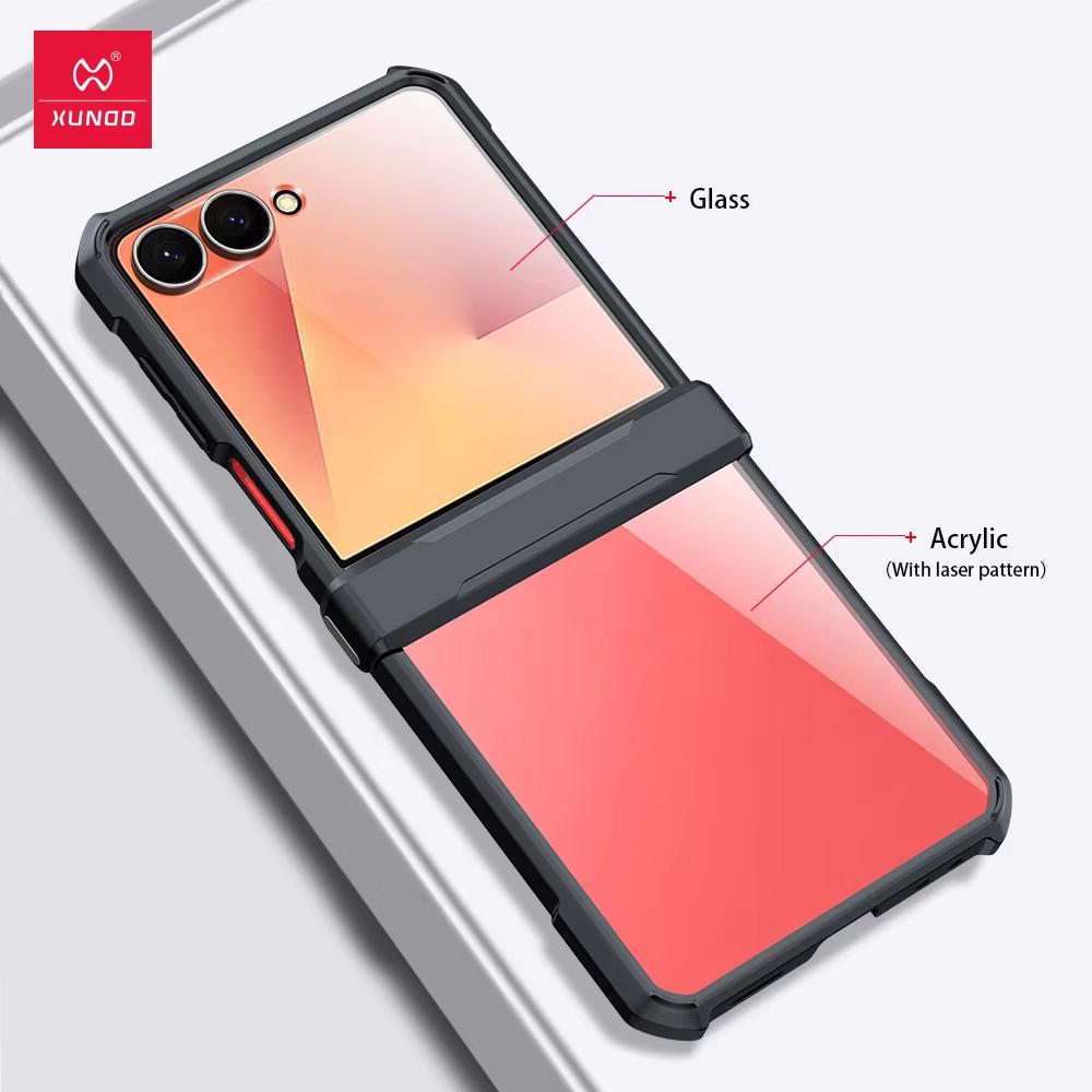 XUNDD For Samsung Galaxy Z Flip 7 Case Airbag Shockproof Bumper Protective Cases Transparent Back Cover Luxury Casing With Magnetic Ring