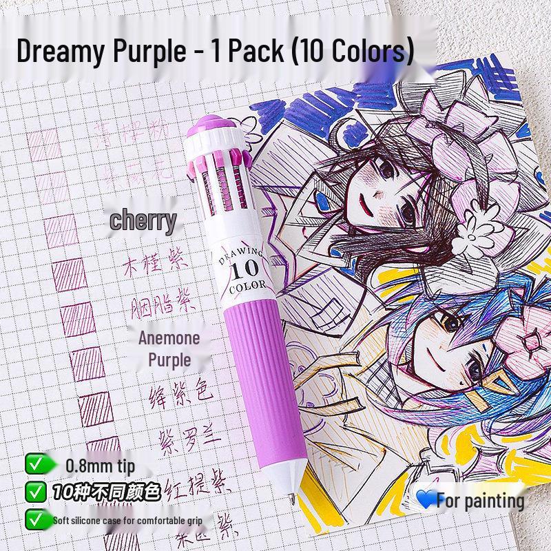 10-Color Stackable Ballpoint Pen Set – Press-Type, Multi-Functional Pens for Drawing & Journaling for Elementary Students
