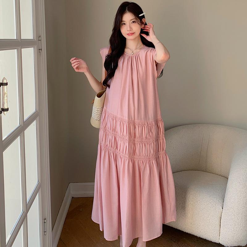2026 Spring/Summer Plus Size Maternity Flutter Sleeve Dress M