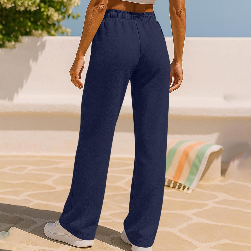 Women's Casual Cross Waist Wide Leg Sweatpants with Pockets