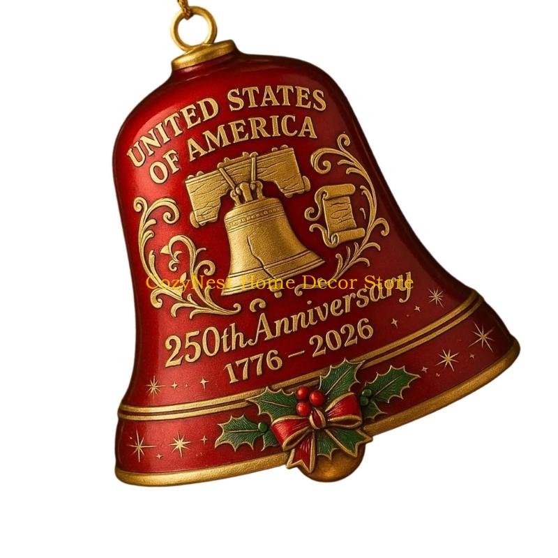92MF 1776-2026 United 250th Anniversary Bells Ornament Christmas Bells Gift