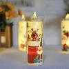 4PCS Electronic Candle Christmas Decoration Transparent With Printed LED Simulation Flameless Candle Ambient Lighting Xmas Gift
