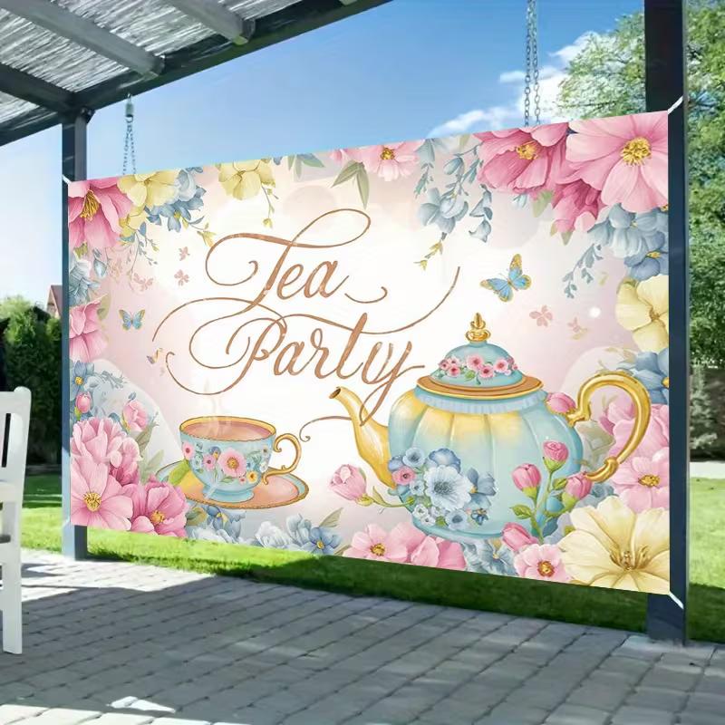 2D Japanese Cherry Blossom Tapestry, Temple & Garden Backdrop