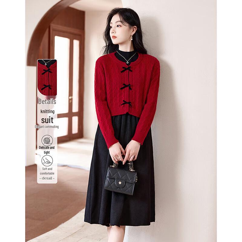 

Elegant Butterfly Knot Knit Sweater Set One Size