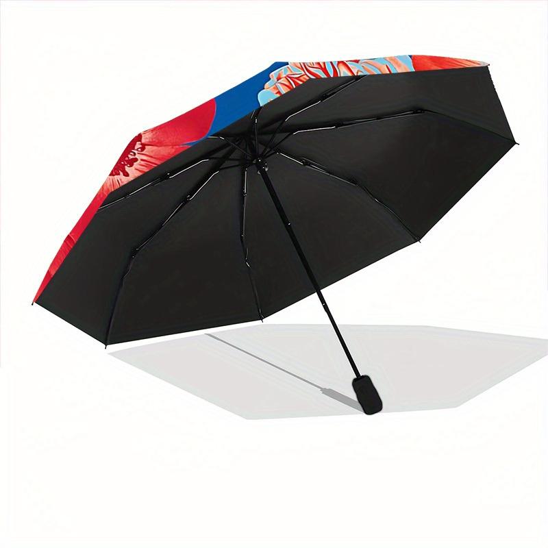 1pc Floral Pattern Automatic Open 8-Rib Windproof Umbrella, Travel & Commuting, Suitable for All Seasons, Lightweight Portable 118