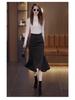 Women's Coffee Wool Mermaid Skirt - Fall/Winter 2025, Irregular Mid-Length, Hip-Hugging Design
