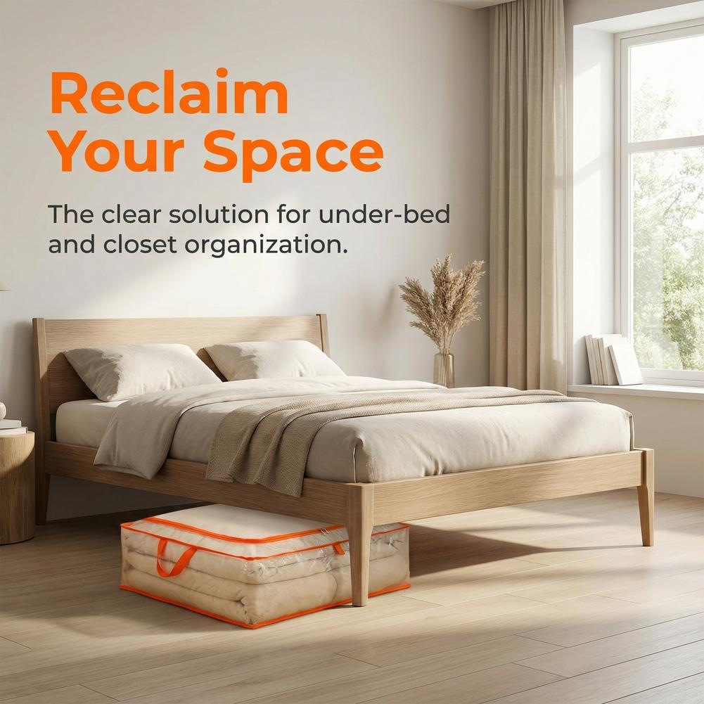 Plastic Transparent Clothes Blanket Quilt Organizer Storage Bag With Zipper Foldable Luggage Moving Packing Pouch