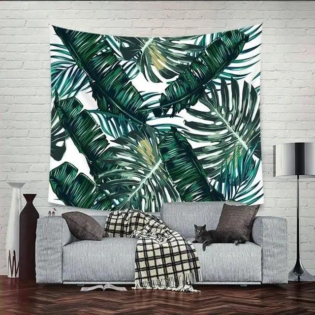 Tropical Monstera Leaf Tapestry  Vibrant Green Art for Living Room Decor Enhance Your Space with Fresh and Natural Vibes