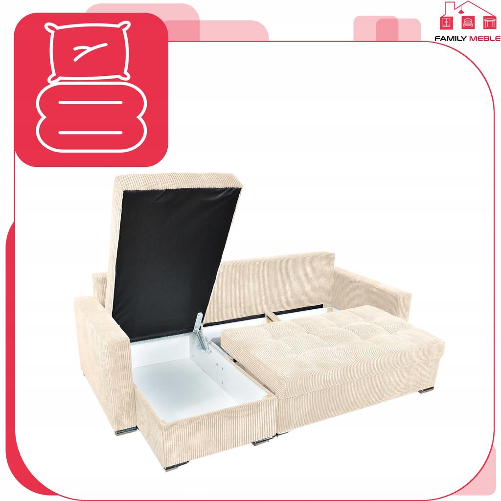 Bonito Corner Sofa Bed Family Meble Corduroy Beige