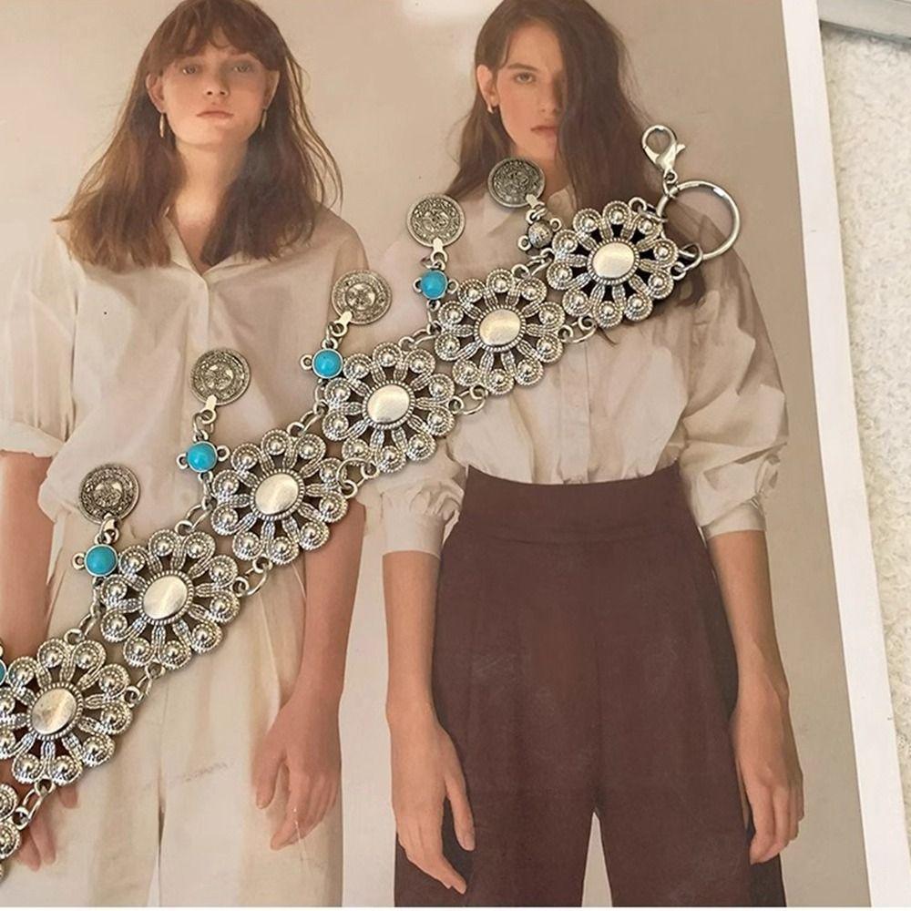 Vintage Metal Waist Chain Belly Button Chain Ethnic Style Belt Bohemian Style Waistband Girls