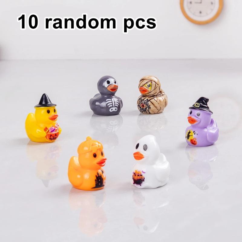 10 Pezzi Halloween Mini Anatra Fantasma Resina Charms Multistile Piccola Anatra Statuetta Fai da Te Casa Decorazione Accessori Paesaggio Micro Ornamento