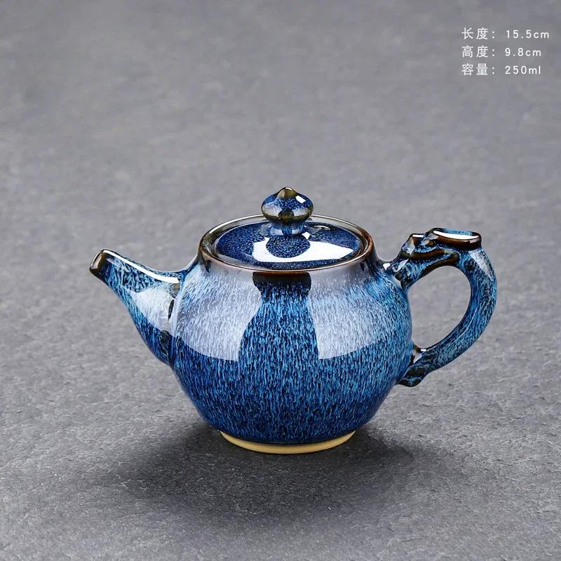 Kiln Glazed Ceramic Tea Pot Small Jun Porcelain Kung Fu Set Simple and Personalized Single Teapot