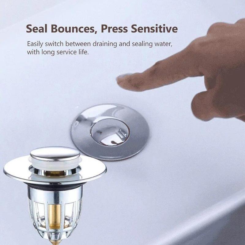 1PC Press Bounce Basin Pop-up Drain Filter Bathroom Shower Sink Filter Plug Wash Basin Hair Sink Strainer Kitchen Bathtub Stopper
