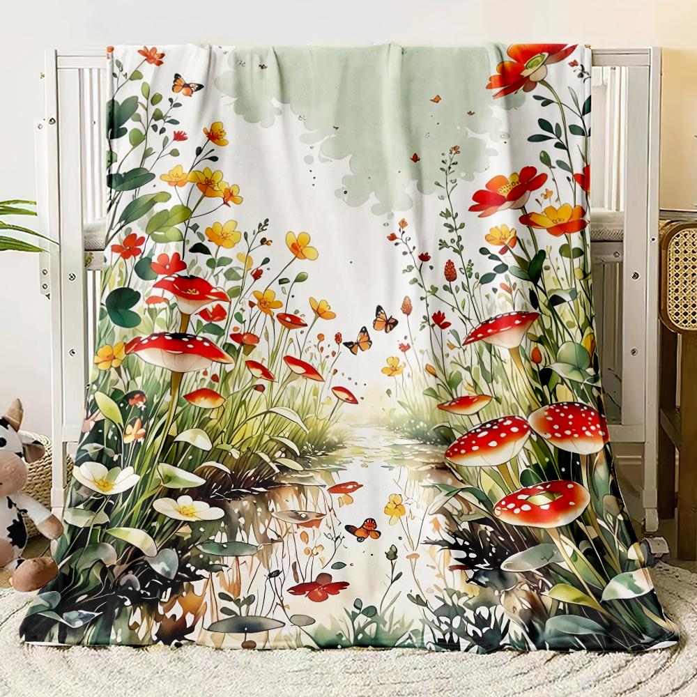 

Cartoon Natural Landscape Printed Thin Blanket Bedroom Living Room Sofa Blanket Outing Camping Picnic Easy To Carry 130x150cm