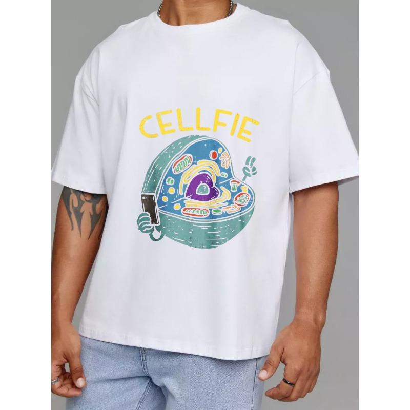 Unisex T-Shirt White Cellfie Cellphone Cell Structure Graphic Print Casual Wear for Men and Women