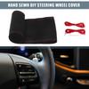 1 Set Auto Hand Sewn DIY Steering Wheel Cover 38cm Suede Black Stitches Red