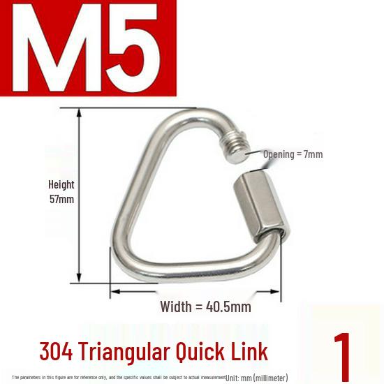 304/316 Stainless Steel Quick Link and Carabiner Buckle Chain, Sizes M3.5-M8