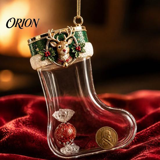 Festive Nutcracker Holiday Charms Fillable Christmas Stocking Acrylic Ornament, Transparent Candy Filled Tree Decorative Ornaments for Party