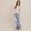 Women S Striped Print Half High Neck Fitted Long Sleeve T Shirt Base Layer Top