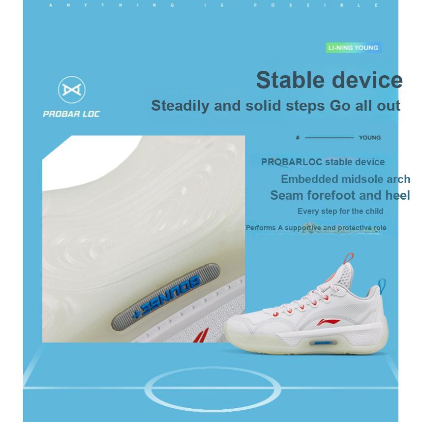 Li Ning Yu Shuai 13 Low Lightweight High Resilience Non-Slip Wear-Resistant Breathable Low-Top Basketball Shoes Kids Basketball Shoes White YKBS058-3