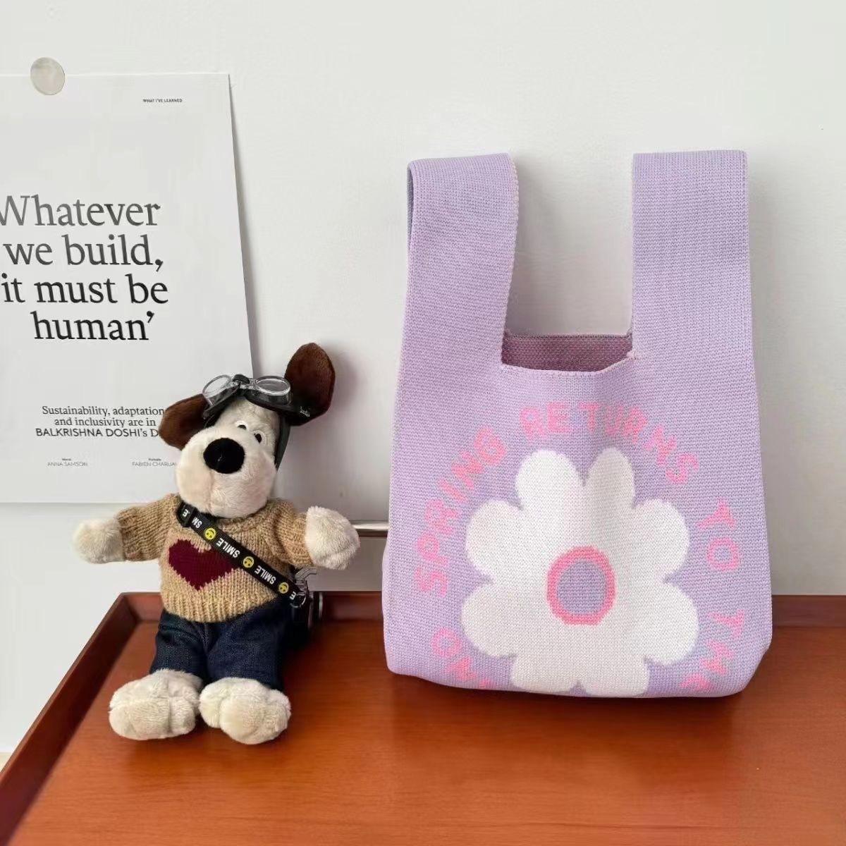 

Свадебный сувенир подарок на день рождения вечеринка по случаю дня рождения милый цветок большая вместимость вязаная сумка для мобильного телефона 20*36 светло-фиолетовый