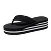 Women's Black and White Striped Non-Slip High-Heeled Towel Slippers