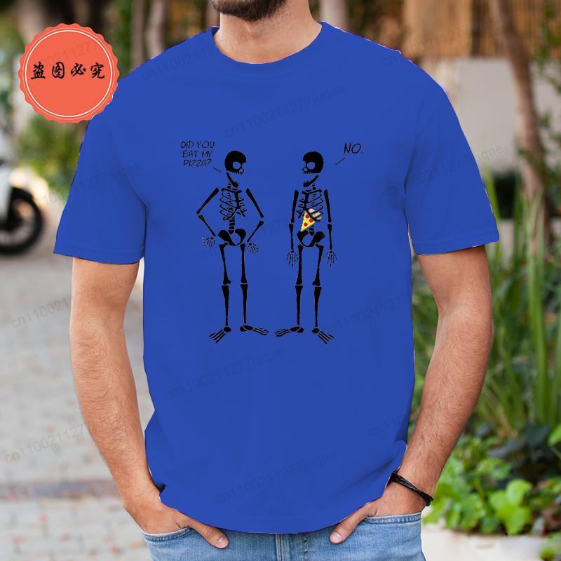 Men's Clothing Did You Eat My Pizza? Cute Funny Skeleton T-Shirt Men Women T-Shirt Fashion Brand Clothing T Shirts Casual Shirt