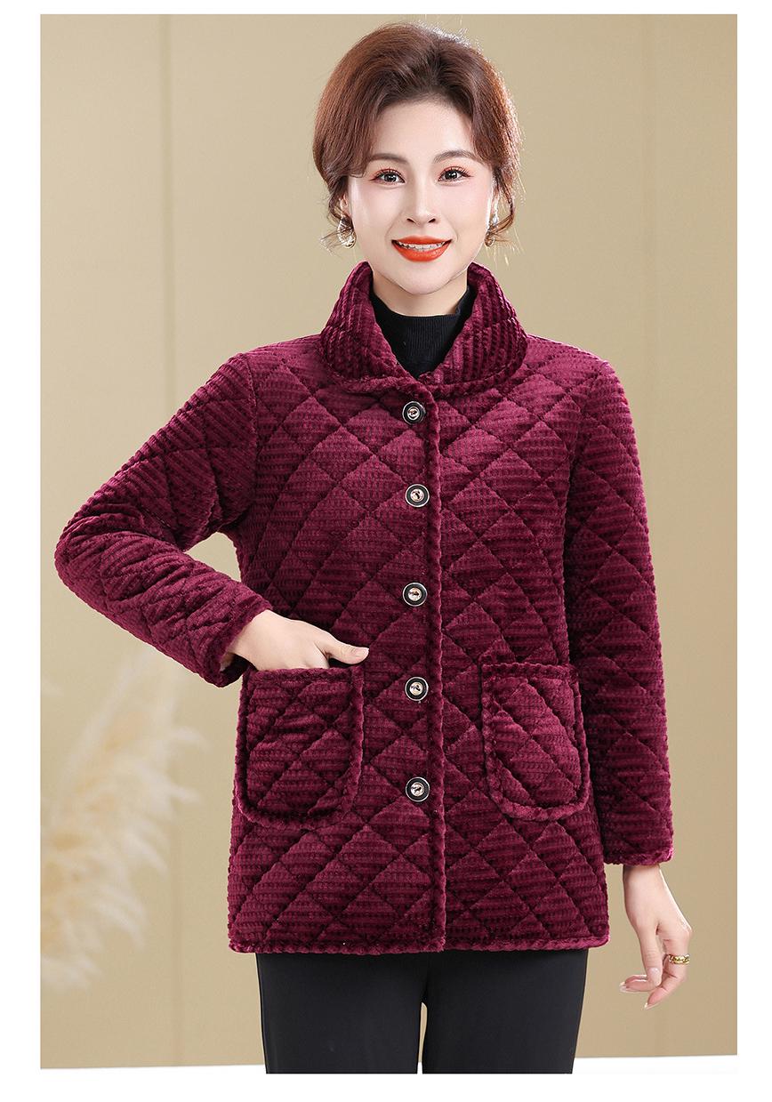 

2025 Winter Stylish Plus-Size Cotton Jacket for Moms, Warm Thickened Coat for Middle-Aged & Elderly Women XL (85-105 jin)