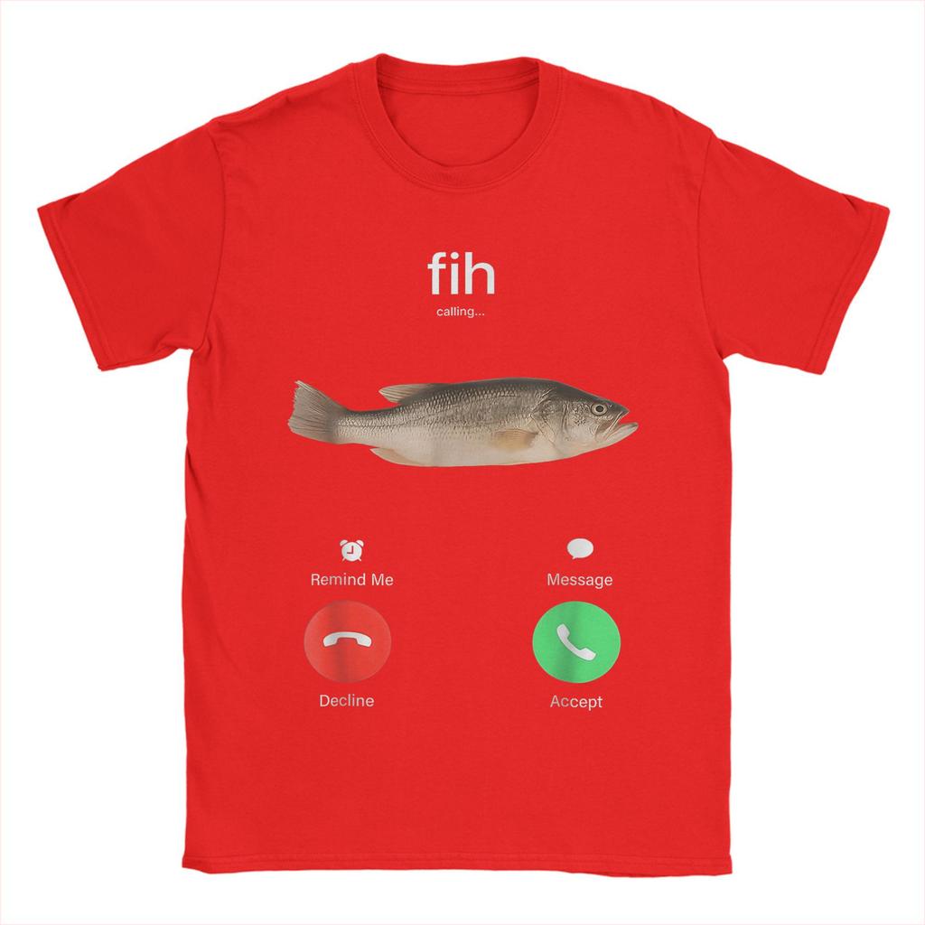 Men's T-Shirts Fih Calling Remind Me Message Decline Accept Phone Call Fish Awesome Tees Short Sleeve T Shirts Women Clothing