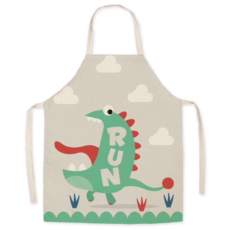 Cartoon Dinosaur Oil-Proof Apron for Adults & Kids - Sleeveless Halter Design