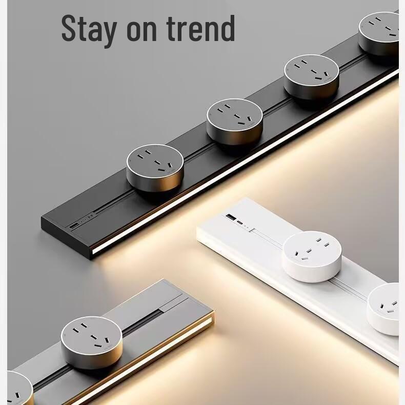 Inductive USB Rail Socket with Movable Kitchen Drawer Slides - White