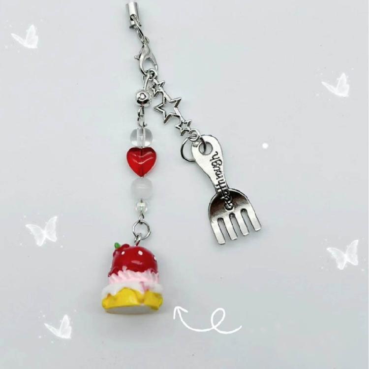Sweet Small Dessert Fork Hangings Pendant Phone Strap Sweet Bag Decoration
