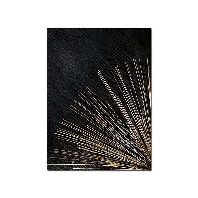 Canvas Painting Nordic Abstract Golden Black Annual Ring Poster and Print Wall Art Picture for Living Room Home Decoration No Frame