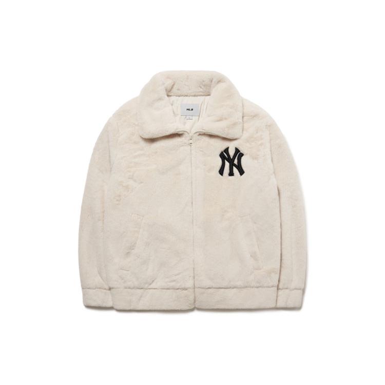 New MLB Base Logo Velvet Jackets Unisex White 3AJPF0416-50CRS
