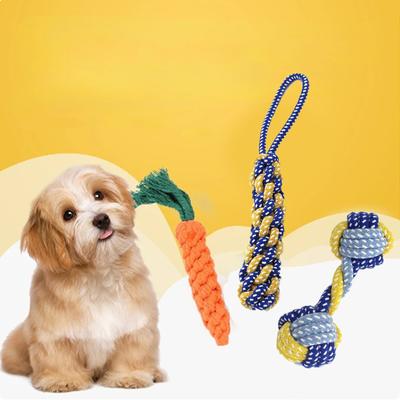 1 ADET Köpek Oyuncağı Havuç Düğüm İp Top Pamuk İp Dambıl Yavru Köpek Diş Temizliği Çiğneme Oyuncağı Dayanıklı Örgülü Isırmaya Dayanıklı Evcil Hayvan Malzemeleri