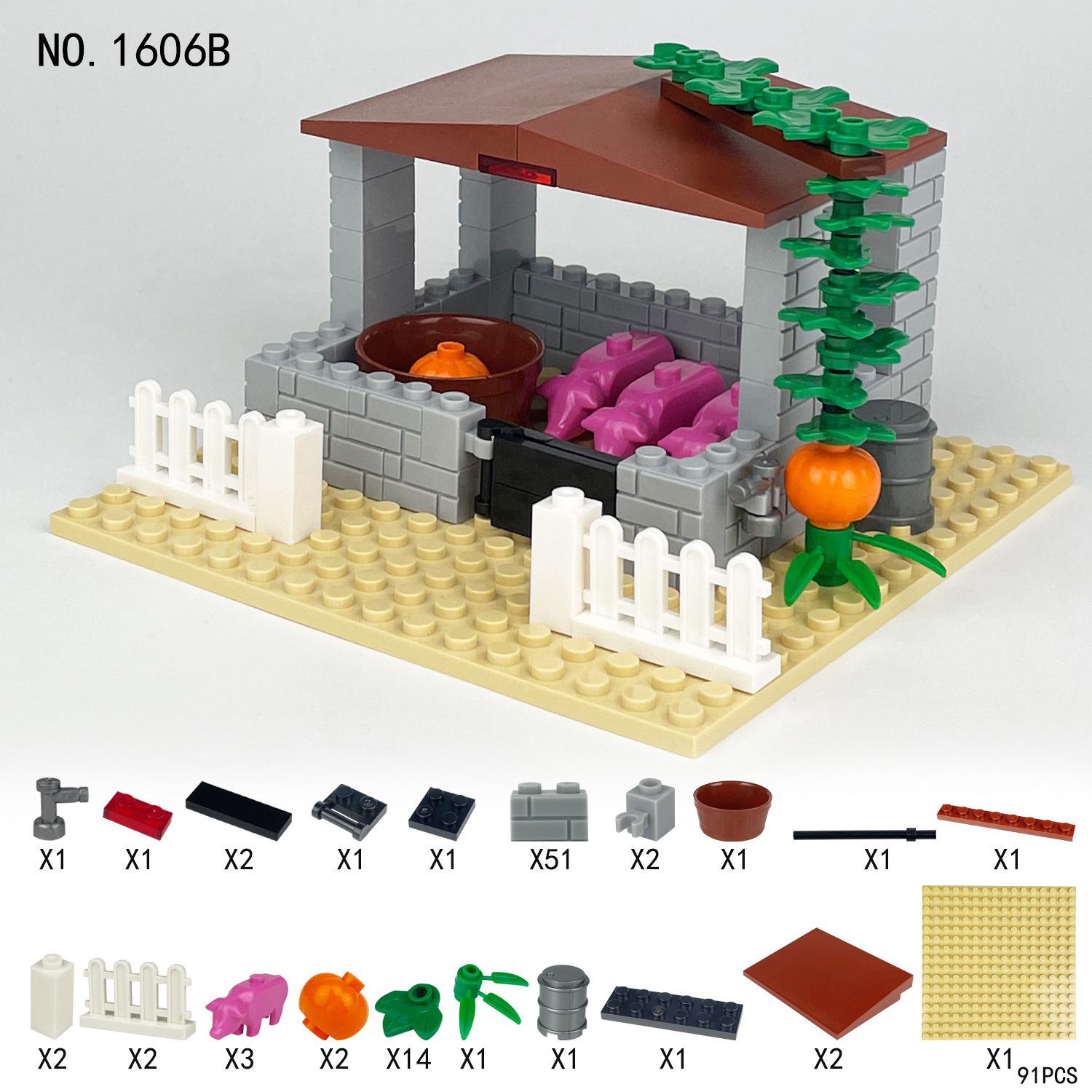 

Детские игрушки Green Dream Farm 1606C Building Block Scene Vegetable Garden Animal Arhond Farm Accessories