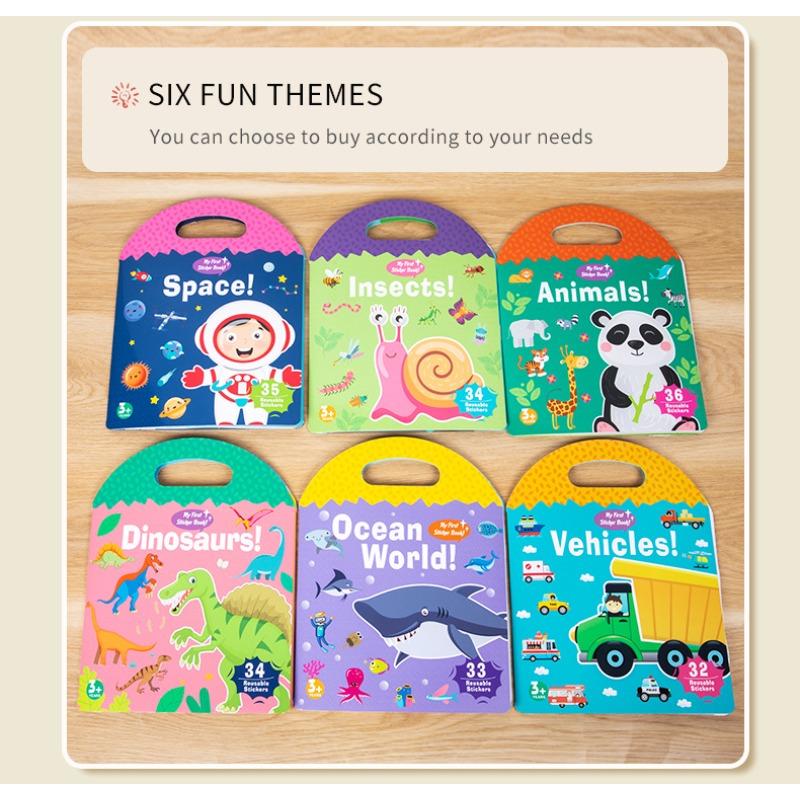 Reusable Stickers, Reusable Static Sticker Books, Sticker Book, Reusable Girls, Gift for Boys or Girls, Children's Educational Toy, Dinosaurs