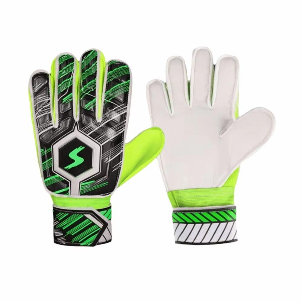 1 Pair Antiskid Kids Goalie Gloves Finger Protection Soccer Goalie Gloves  Play Football