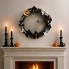Holiday Festival Pendant Halloween Spider Web Wreath, Spooky Vine Branch Wreath with Ghost Castle Fall Harvest Hanging Ornament Bat for Front