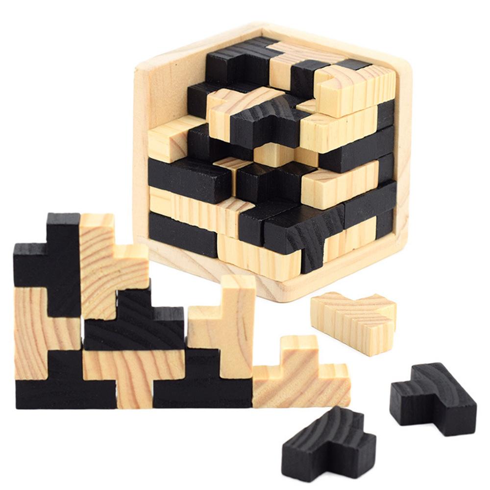 Buy 3D Wooden Brain Teaser Puzzle T-shaped Blocks Geometric Puzzles For ...