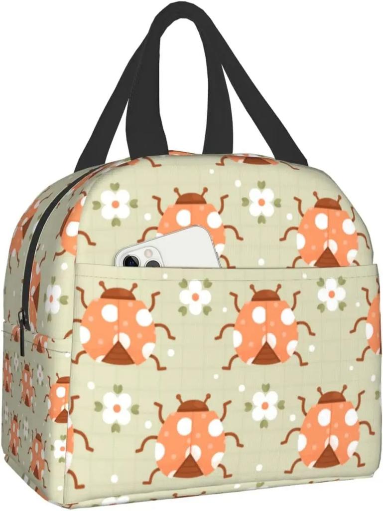 Dots Ladybug Lunch Box Insulation Lunch Bag for Women Men Reusable Lunch Tote Bags Perfect for Office Camping Hiking Picnic