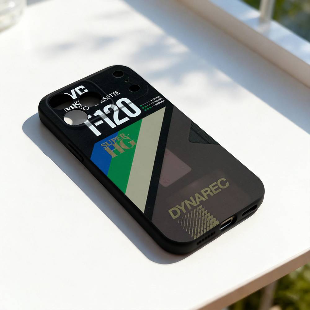 Retro V-VHS Video Cassette Phone Case For iPhone 11,12,13,14,15,16,17,Pro,Max,Plus,E,SE4,Air,Mini Black Soft Cover