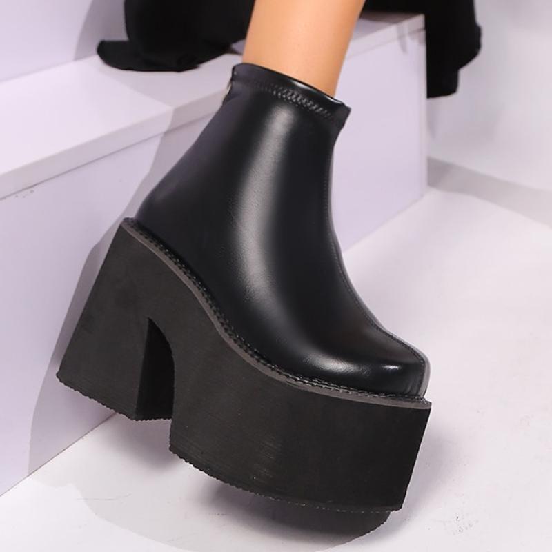 Women Trend Comfortable Outdoor Fashion ZIP Ankle Boots Women Autumn Winter Thick Bottom Deep Mouth Short Boots Shoes for Women