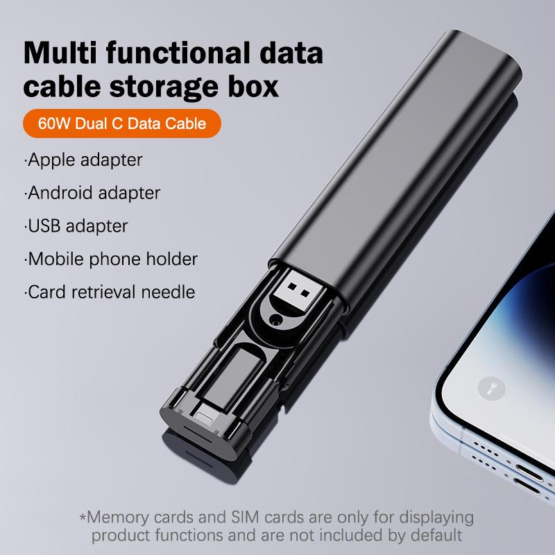 Кабель USB C — USB C PD60W для iPhone 15 Pro Max Xiaomi Быстрая зарядка Дорожный Многофункциональный USB-адаптер SD-карта Хранилище A1