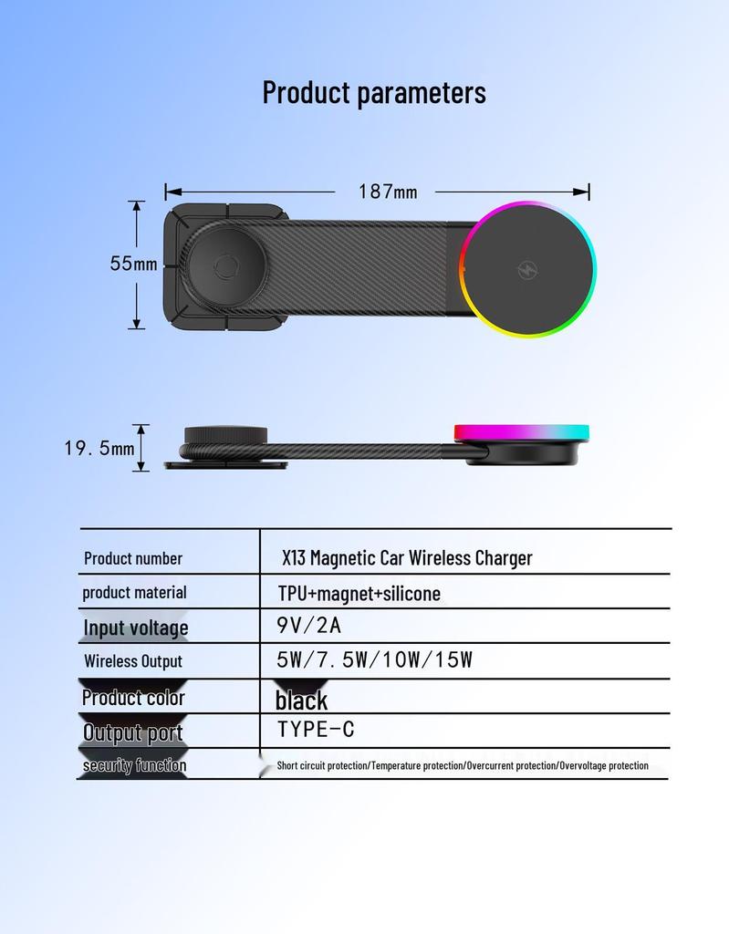 Bezprzewodowa ładowarka samochodowa MagSafe, szybkie ładowanie 15 W z magnetycznym uchwytem samochodowym i uchwytem do nawigacji.