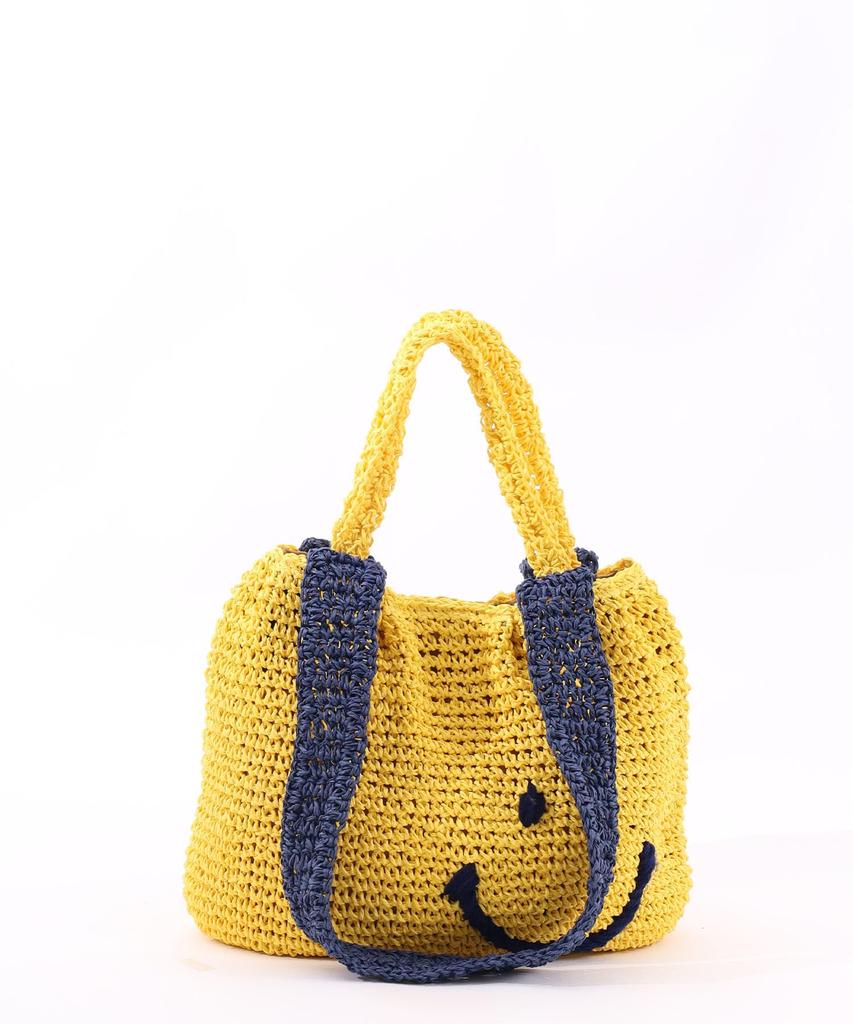 Cuco SMILEY 2-Handle Tucked Basket Shoulder Bag, Women's, Yellow (034)