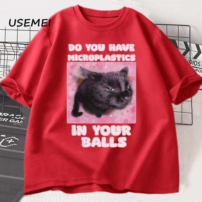 

Микропластик в шариках Смешная футболка с мемом про кота для мужчин женщин Ироничная футболка с котом Глупые коты футболка Тупая глупая футболка Одежда M