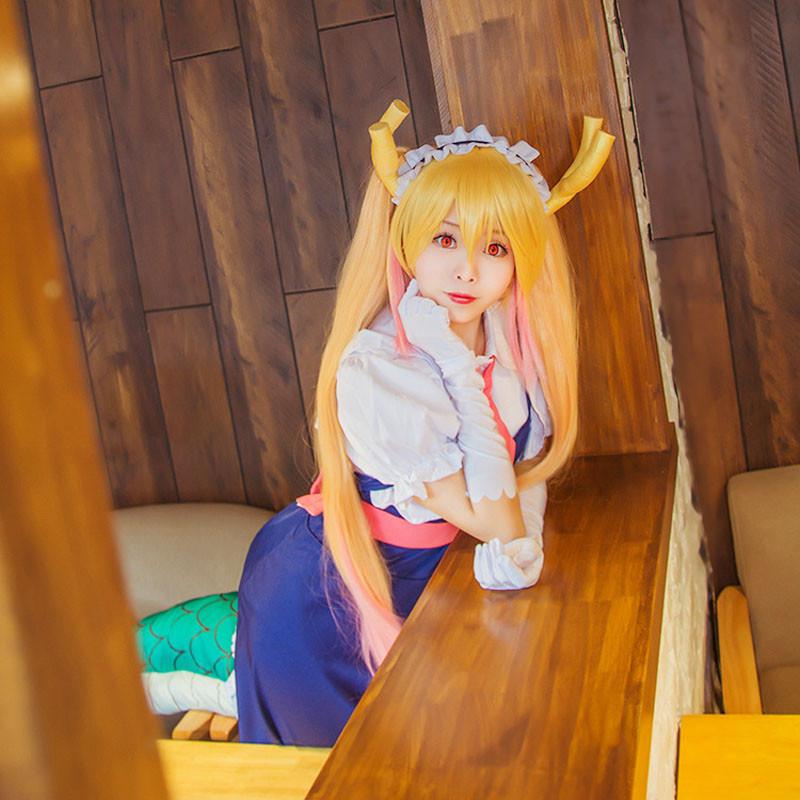 Premium Quality Miss Kobayashi's Dragon Maid Tooru Maid Dress Outfit Cosplay Costume Full Set