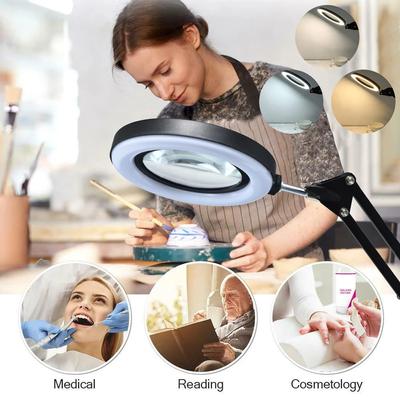 8X 64 LED NEW Illuminated Magnifier USB 3 Colors LED Magnifying Glass for Soldering Iron Repair/Table Lamp/Skincare Beauty Tool